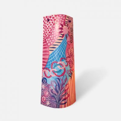 Pink Explosion on Blue Spanish Tile