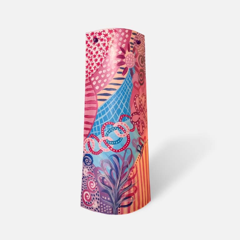 Pink Explosion on Blue Spanish Tile